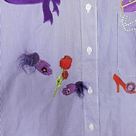 Vintage 90s Tia Design L Button Up Shirt Top Blouse Heels Hats Shopping Novelty - Picture 5 of 10